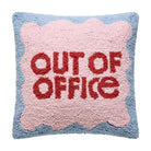 Out of Office Hooked Wool Throw Pillow, 14x14 inch, front view