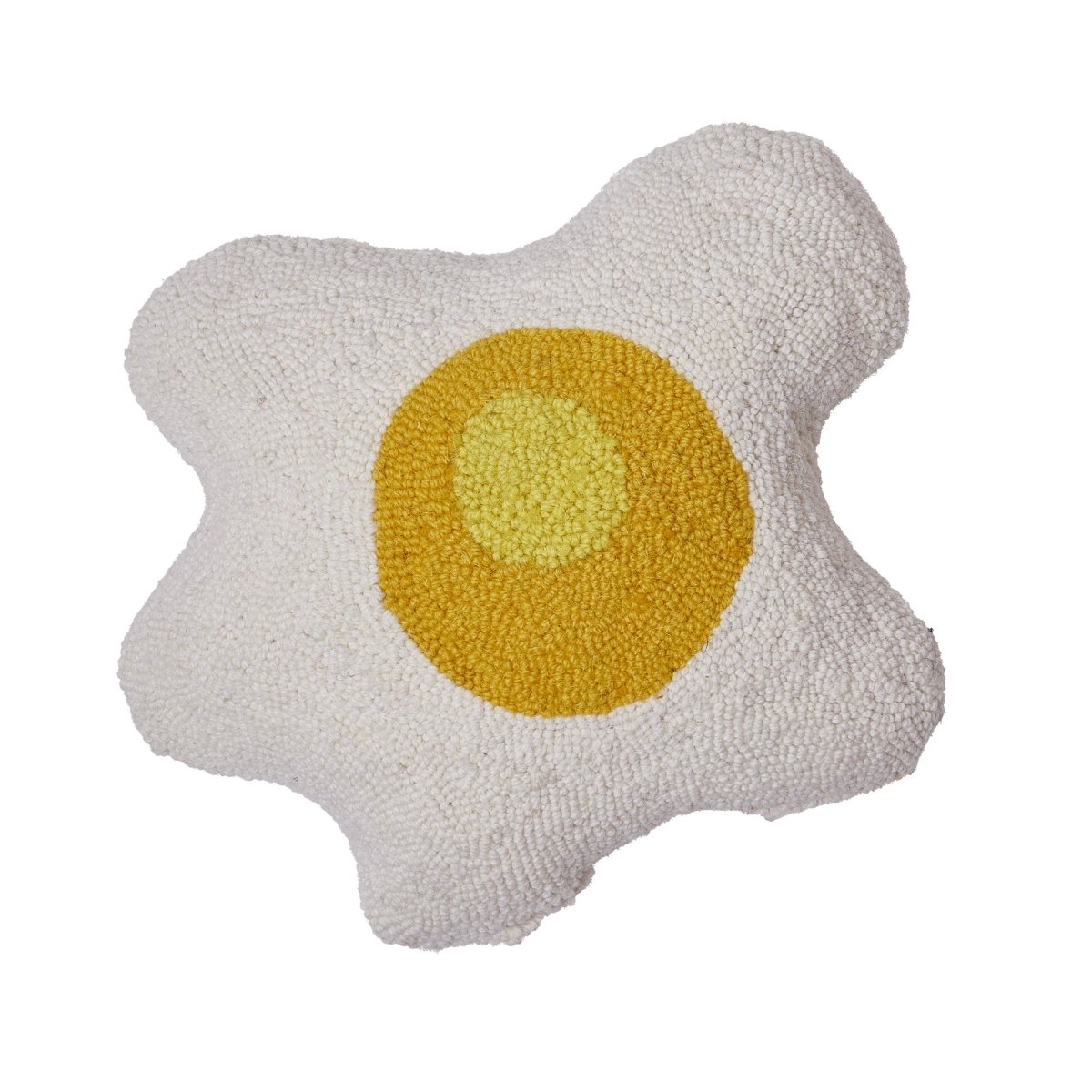 Over Easy Hooked Wool Throw Pillow, 14x14 inch, front view