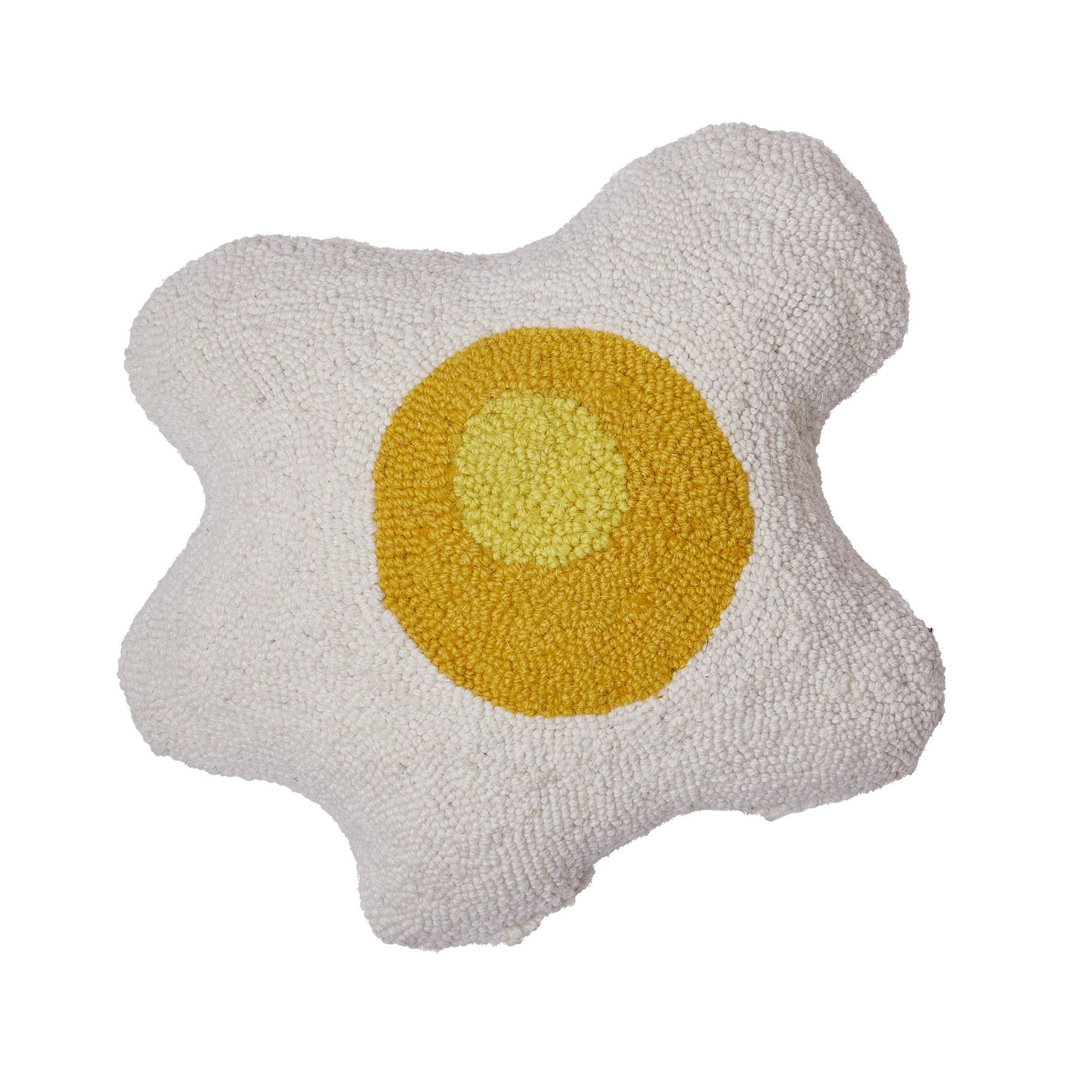 Over Easy Hooked Wool Throw Pillow, 14x14 inch, front view