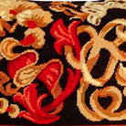 Palazzo Gold Yellow Brown pillow fabric closeup showing hand-embroidered needlepoint wool texture and color detail
