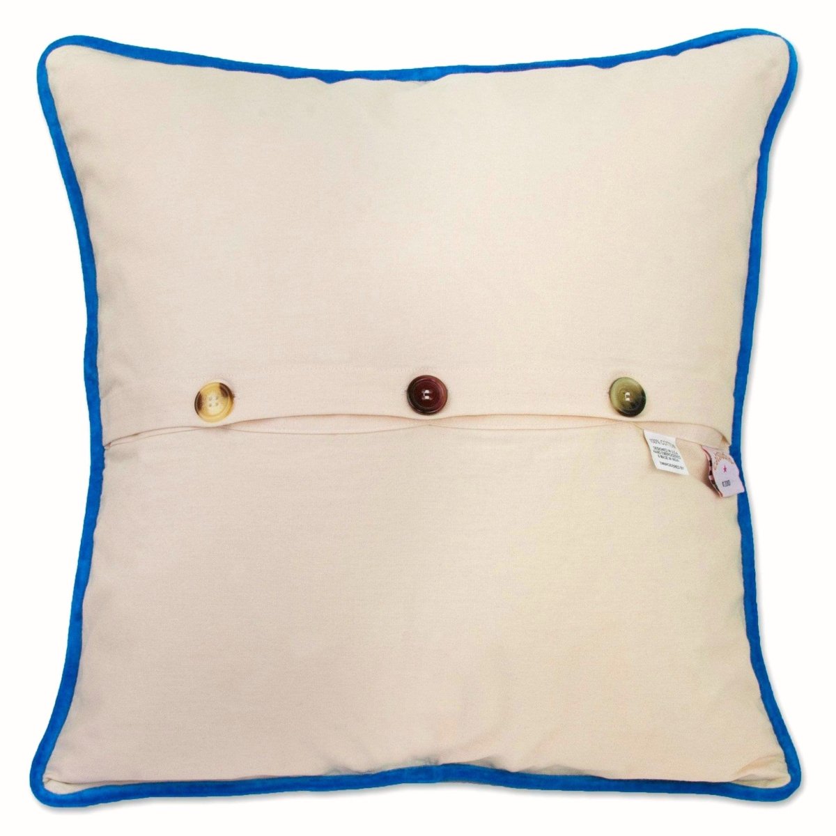 Palm Beach, FL Luxury Town Embroidered Travel Pillow - back view showing velvet backing and zipper