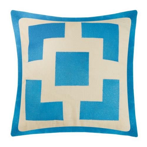 Palm Springs Caribbean Blue Embroidered Throw Pillow, 20x20 inch, front view