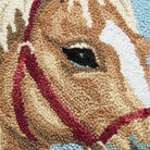 Palomino Horse Hooked Wool Throw Pillow, close-up detail