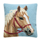 Palomino Horse Hooked Wool Throw Pillow, 16x16 inch, front view