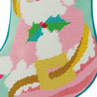 Closeup of Papa Noel Embroidered Needlepoint Christmas Stocking showing stitch texture and craftsmanship detail