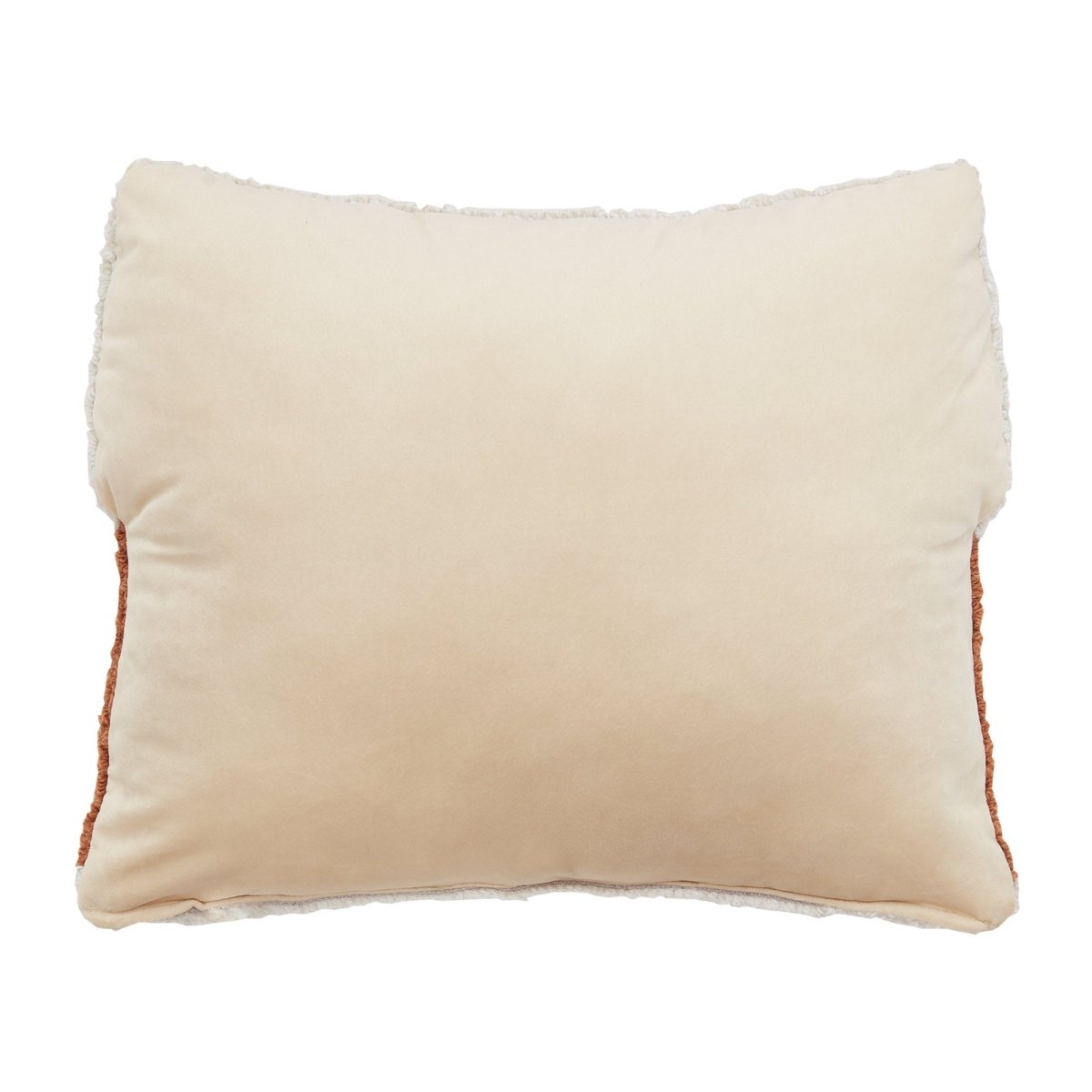 Reverse side of the Pastel Gingerbread House Hooked Wool Christmas Throw Pillow, 14x18 inch