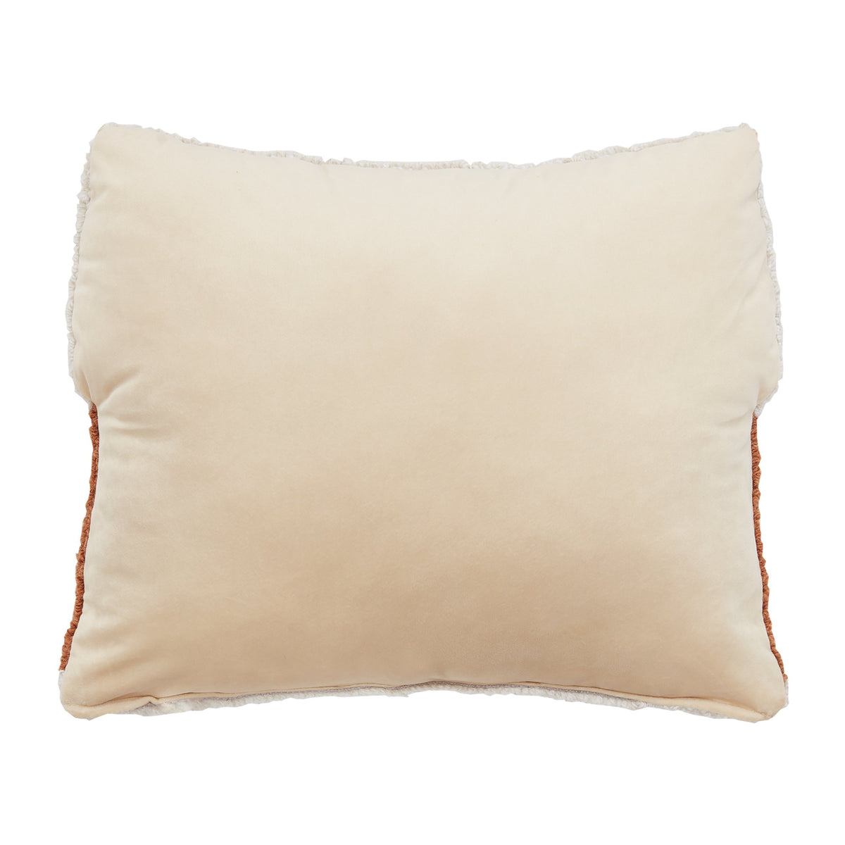 Reverse side of the Pastel Gingerbread House Hooked Wool Christmas Throw Pillow, 14x18 inch