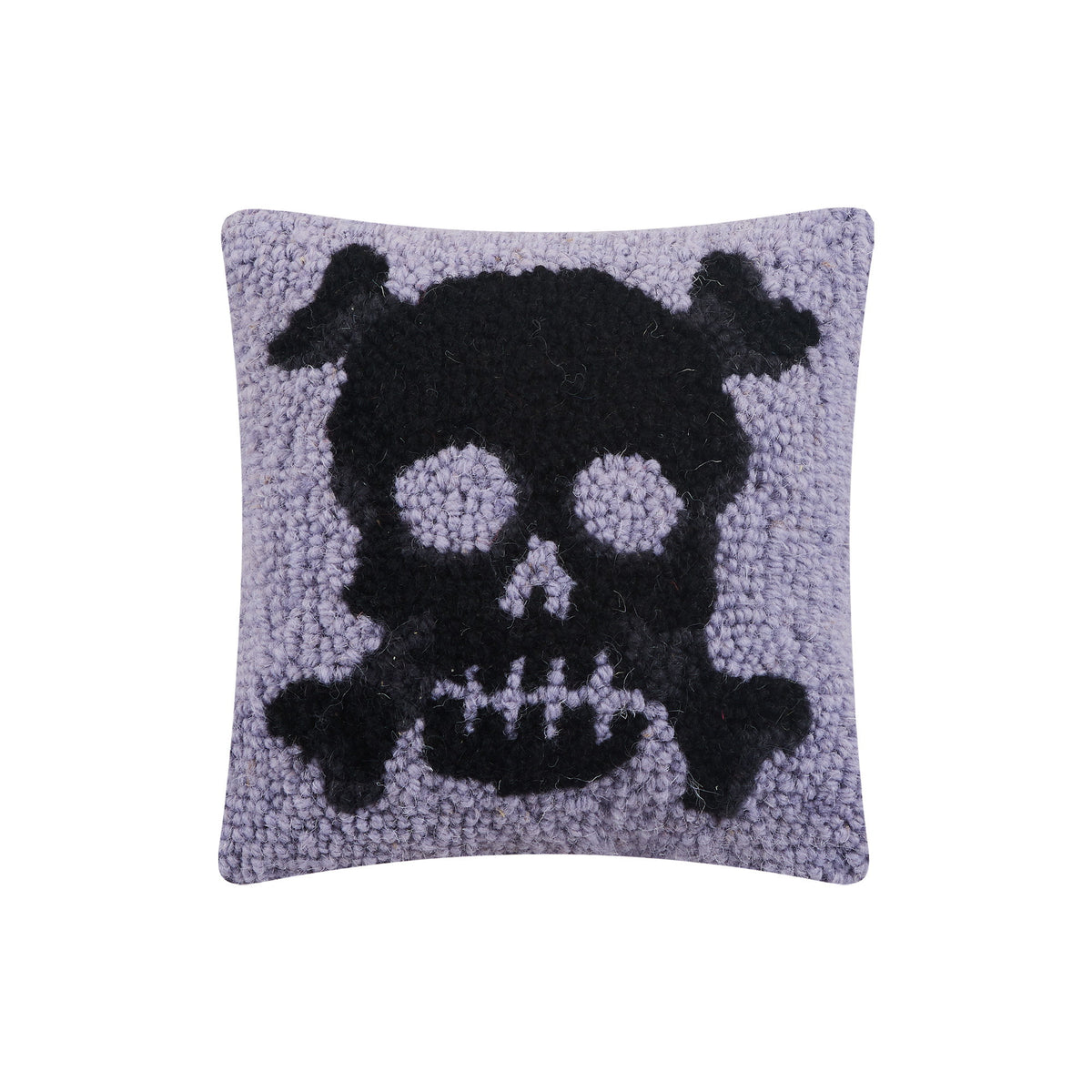 Pastel Skull Hooked Wool Halloween Throw Pillow, 8x8 inch, front view