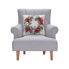 Patriotic Floral Wreath Wool Hooked Throw Pillow, styled lifestyle view