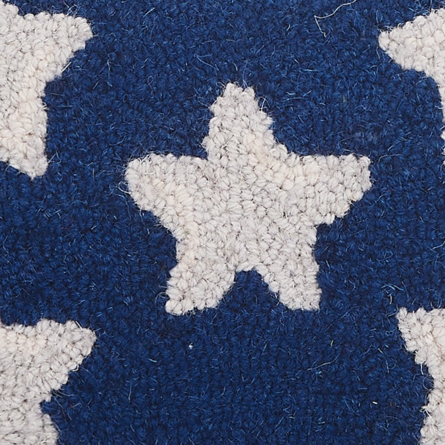 Patriotic Stars Hooked Wool Throw Pillow, close-up detail
