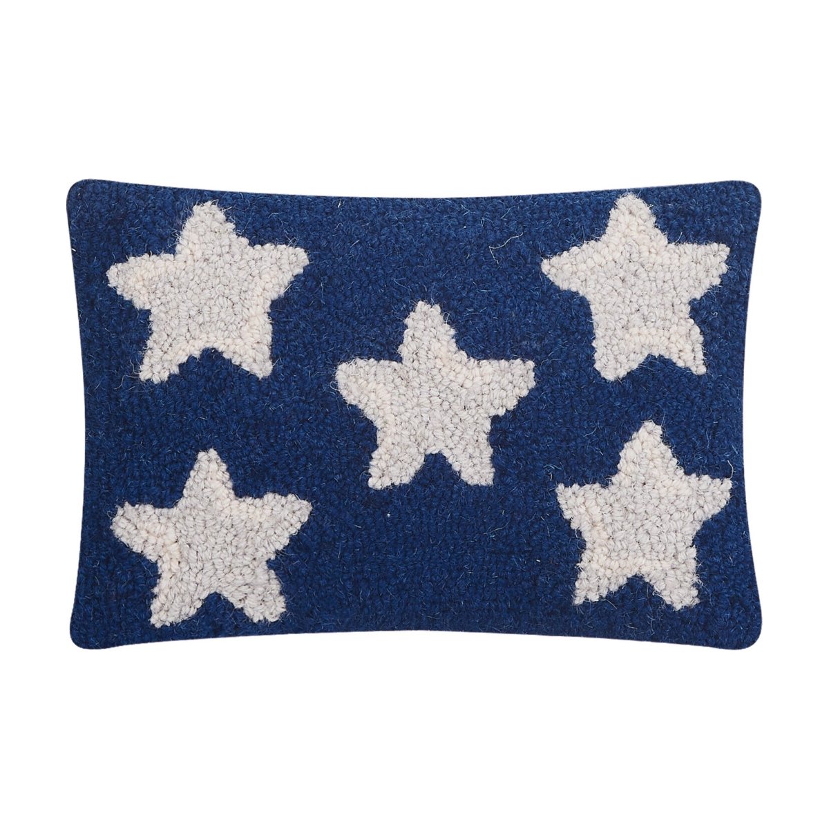 Patriotic Stars Hooked Wool Throw Pillow, 8x12 inch, front view