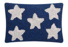 Patriotic Stars Hooked Wool Throw Pillow, 8x12 inch, front view