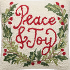 Peace & Joy Hooked Wool Christmas Throw Pillow, close-up detail