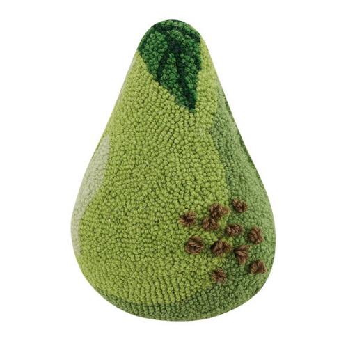 Pear Shaped Hooked Wool Throw Pillow, 8x12 inch, front view