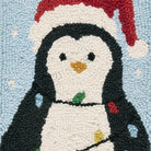 Closeup of Penguin Hooked Wool Christmas Stocking showing stitch texture and craftsmanship detail