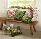 Pheasant Embroidered Christmas Throw Pillow shown alongside other designs in the same collection, 12x16 inch