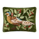 Pheasant Embroidered Christmas Throw Pillow, 12x16 inch, front view