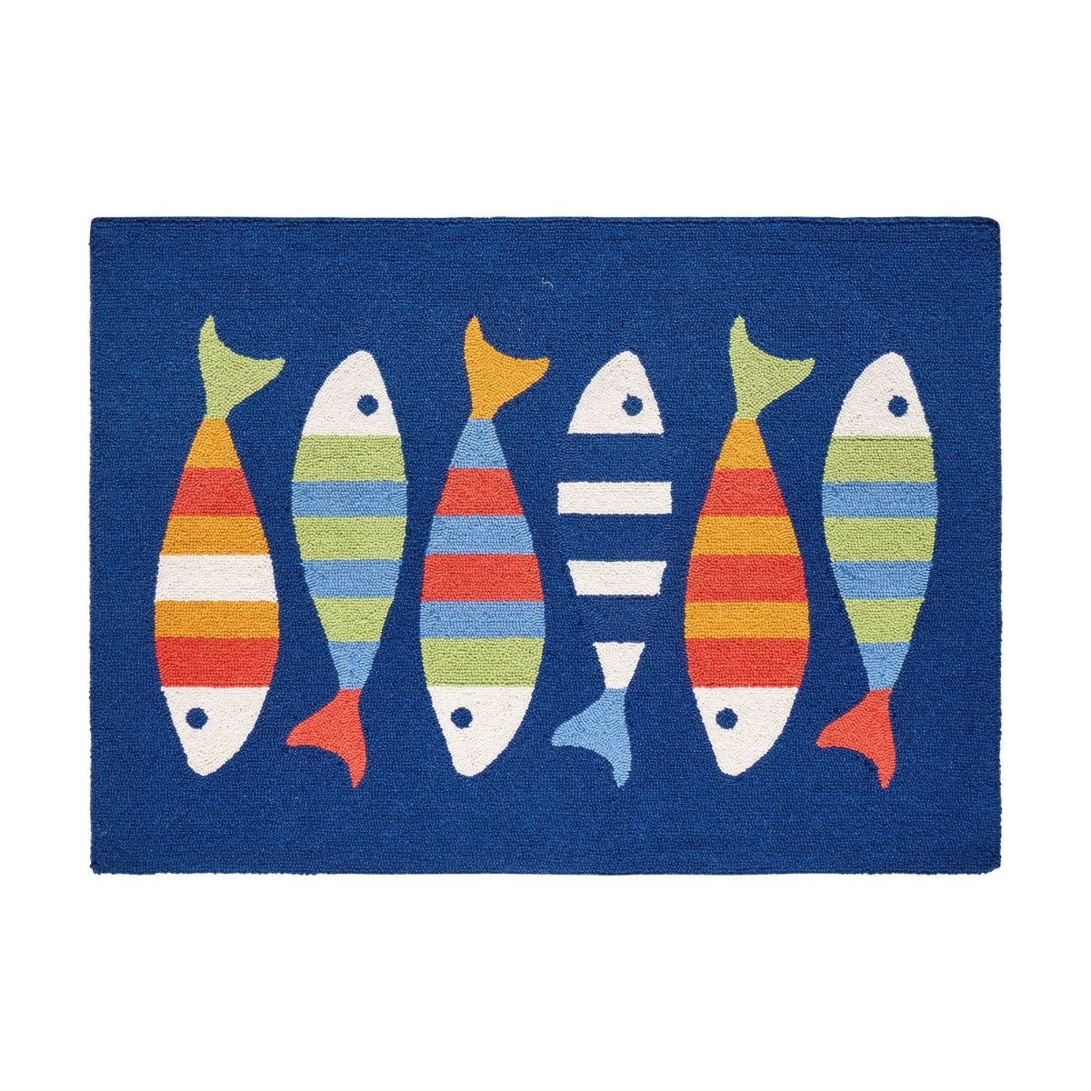 Picket Fish Hooked Wool Rug, 34x47 inch, front view
