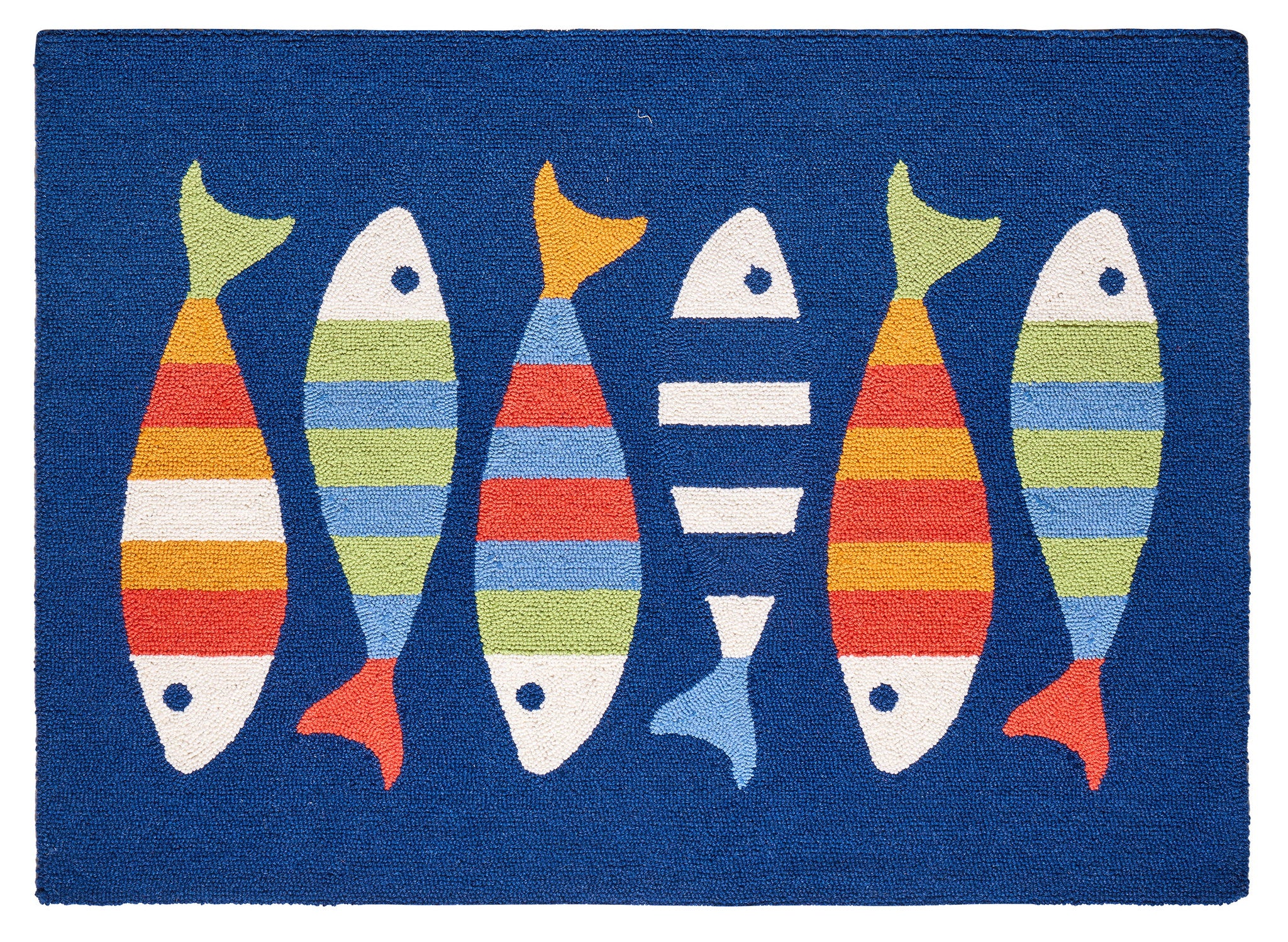 Picket Fish Hooked Wool Rug, 34x47 inch, front view