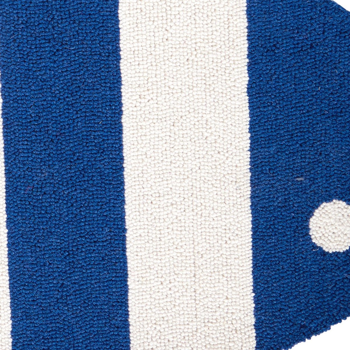 Picket Fish Shaped Hooked Wool Rug, close-up detail