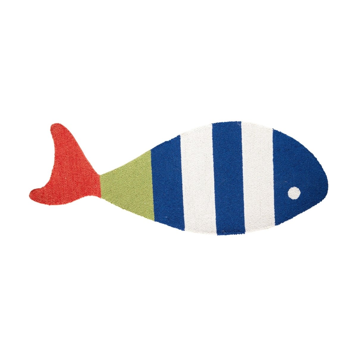Picket Fish Shaped Hooked Wool Rug, 20x50 inch, front view