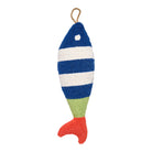 Picket Fish Shaped Hooked Wool Throw Pillow, 8x22 inch, front view