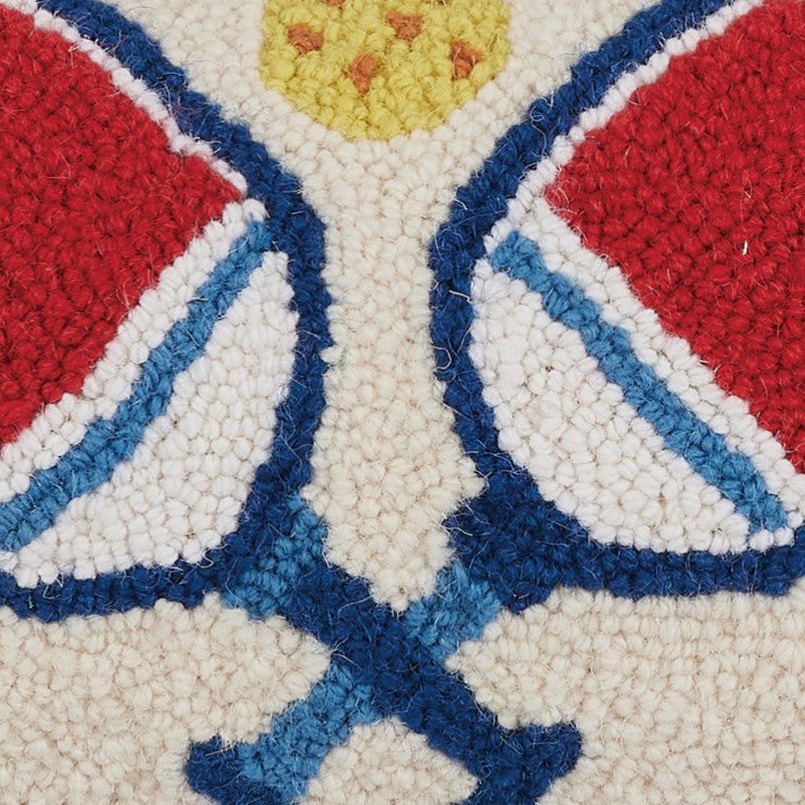 Pickleball Hooked Wool Throw Pillow, close-up detail