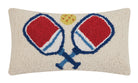 Pickleball Hooked Wool Throw Pillow, 9x16 inch, front view