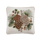 Pine Cluster Embroidered Christmas Throw Pillow, 16x16 inch, front view