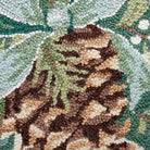 Pine Hooked Wool Christmas Throw Pillow, close-up detail