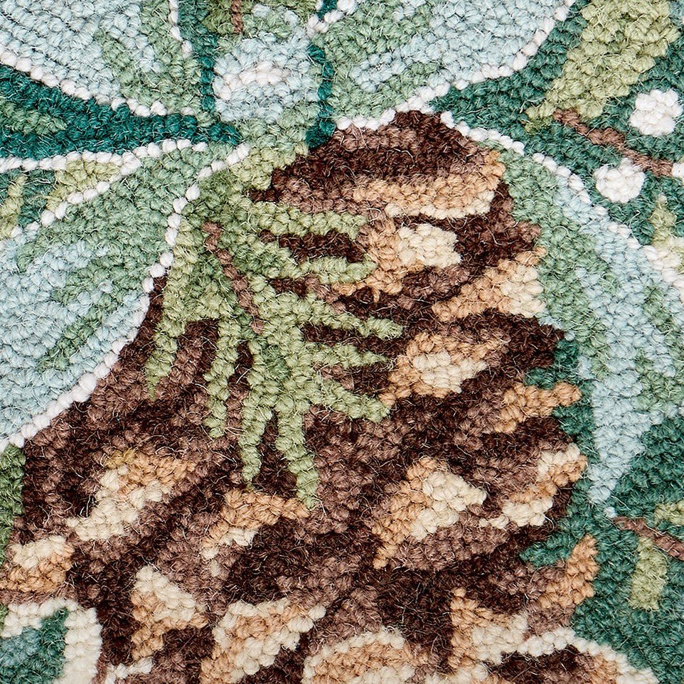 Pine Hooked Wool Christmas Throw Pillow, close-up detail