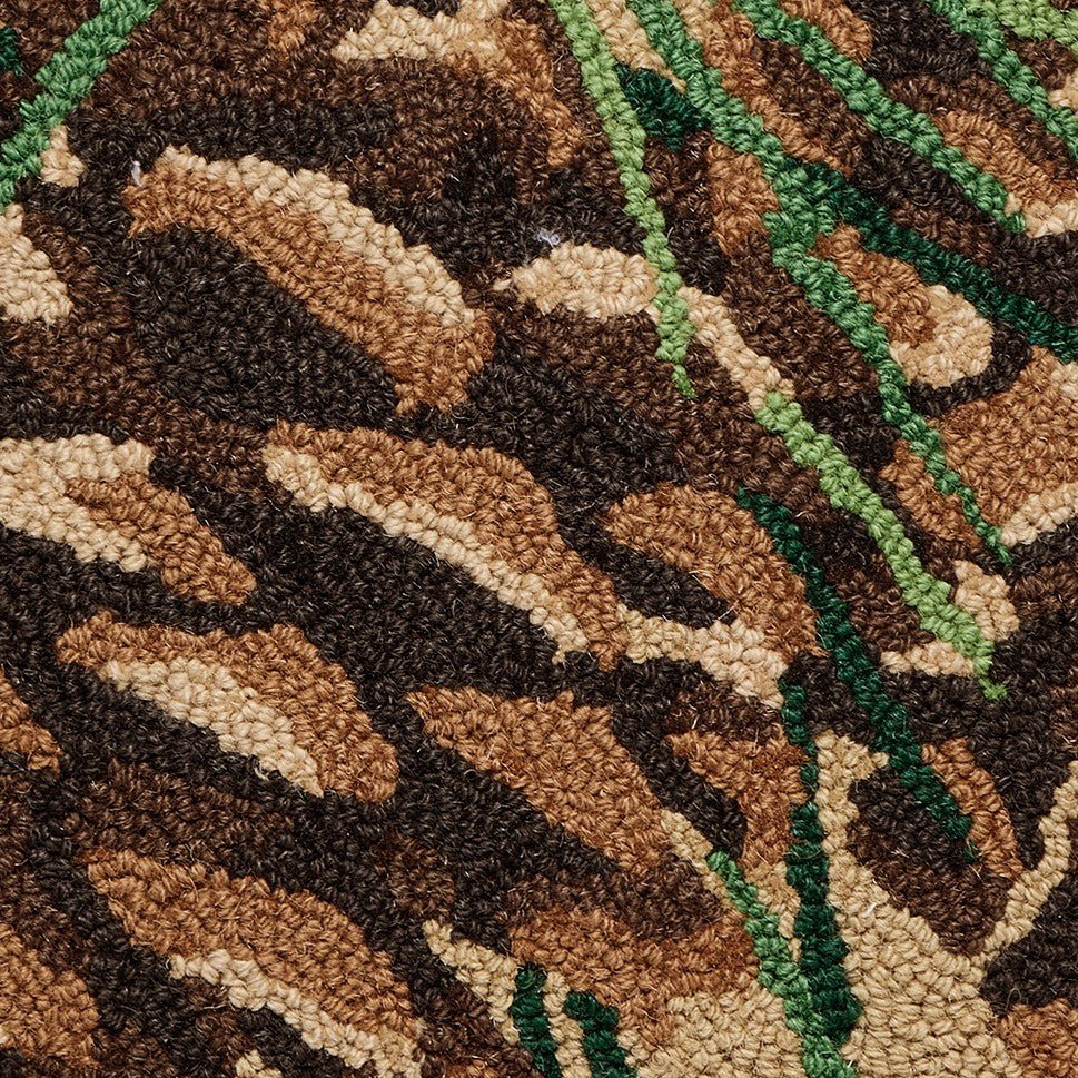 Pine Hooked Wool Throw Pillow, close-up detail