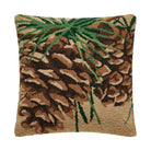Pine Hooked Wool Throw Pillow, 18x18 inch, front view