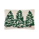 Pine Trees Trio Hooked Wool Christmas Throw Pillow, 8x12 inch, front view
