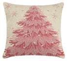 Pink Christmas Tree Hooked Wool Throw Pillow, 18x18 inch, front view