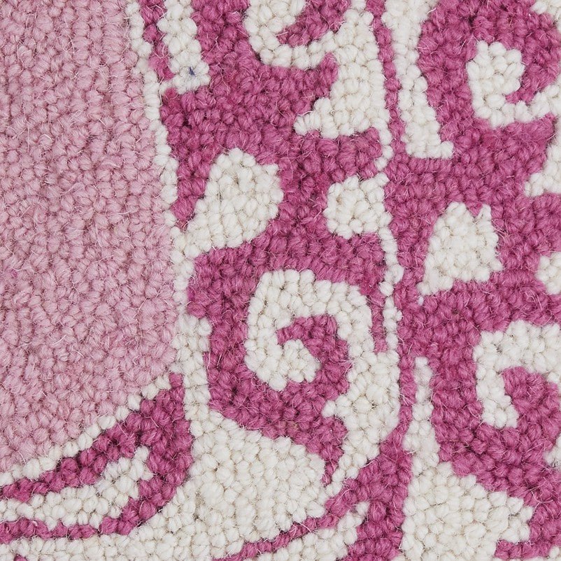 Pink Cowboy Boots Hooked Wool Throw Pillow, close-up detail
