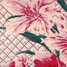 Closeup of Pink Designer Hibiscus needlepoint throw pillow highlighting hand-stitched wool craftsmanship and fabric detail