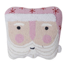 Pink Hat Santa Shaped Hooked Wool Christmas Throw Pillow, 14x16 inch, front view