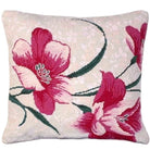 Pink Hibiscus needlepoint throw pillow with artisan decorative design