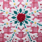 Pink Plaid Snowflake Embroidered Christmas Throw Pillow, close-up detail