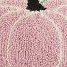 Pink Pumpkin Hooked Wool Fall Harvest Throw Pillow, close-up detail