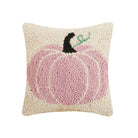 Pink Pumpkin Hooked Wool Fall Harvest Throw Pillow, 10x10 inch, front view