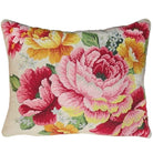 Pink Red Spring needlepoint throw pillow with botanical floral design