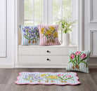 Pink Tulip Hooked Wool Throw Pillow shown alongside other designs in the same collection, 16x16 inch