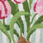 Pink Tulip Hooked Wool Throw Pillow, close-up detail