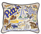 Pittsburgh Panthers hand-embroidered throw pillow featuring school colors and mascot imagery