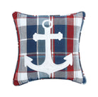 Plaid Anchor Embroidered Throw Pillow, 10x10 inch, front view