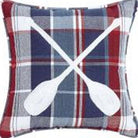 Plaid Oars Embroidered Throw Pillow, close-up detail