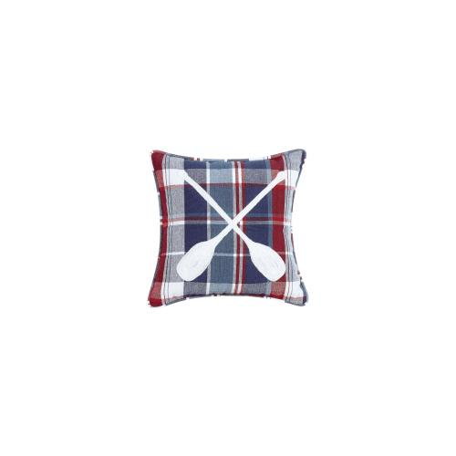 Plaid Oars Embroidered Throw Pillow, 10x10 inch, front view