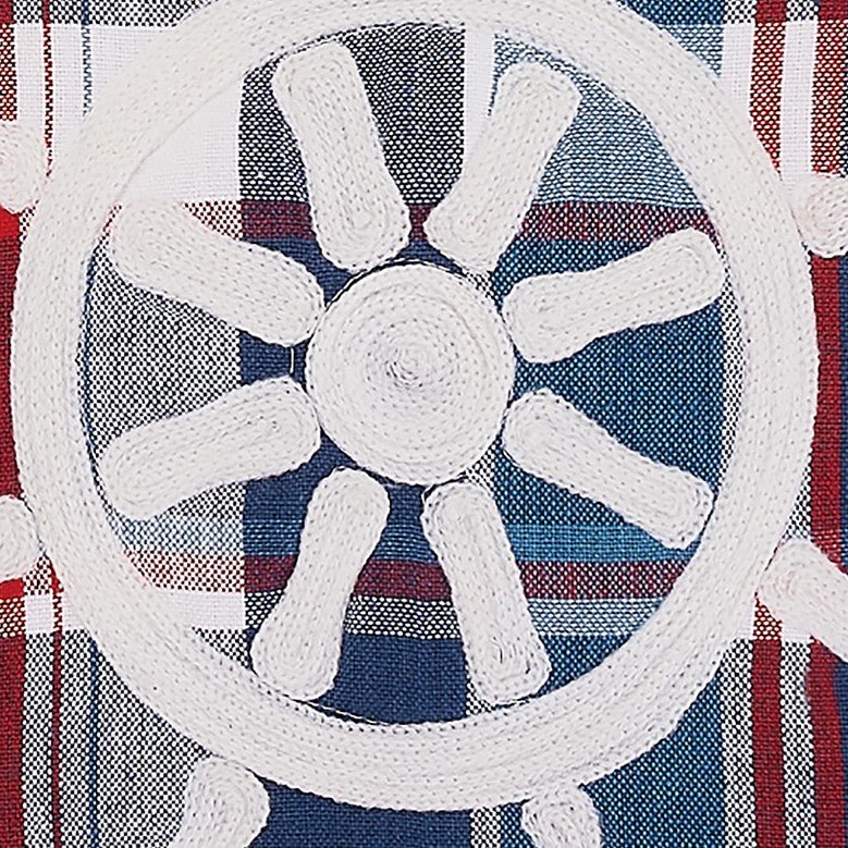 Plaid Wheel Embroidered Throw Pillow, close-up detail